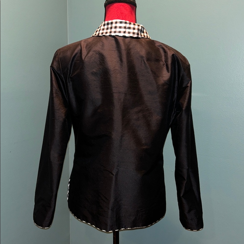 Harris Wallace Black Silk Reversible Jacket Size 8P - Picture 6 of 16